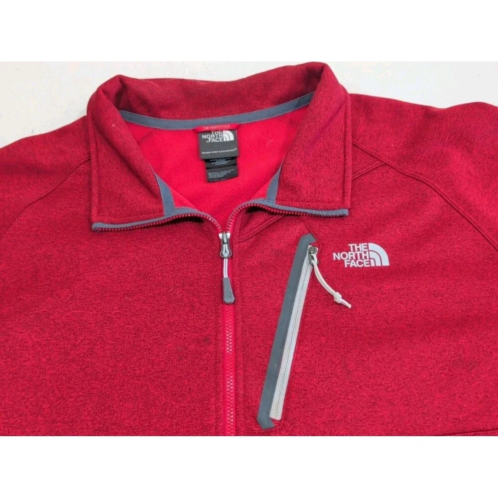 The North Face 1/4 Zip Sweater Pull Over Heather Red Hike Camp Outdoor Men's XL